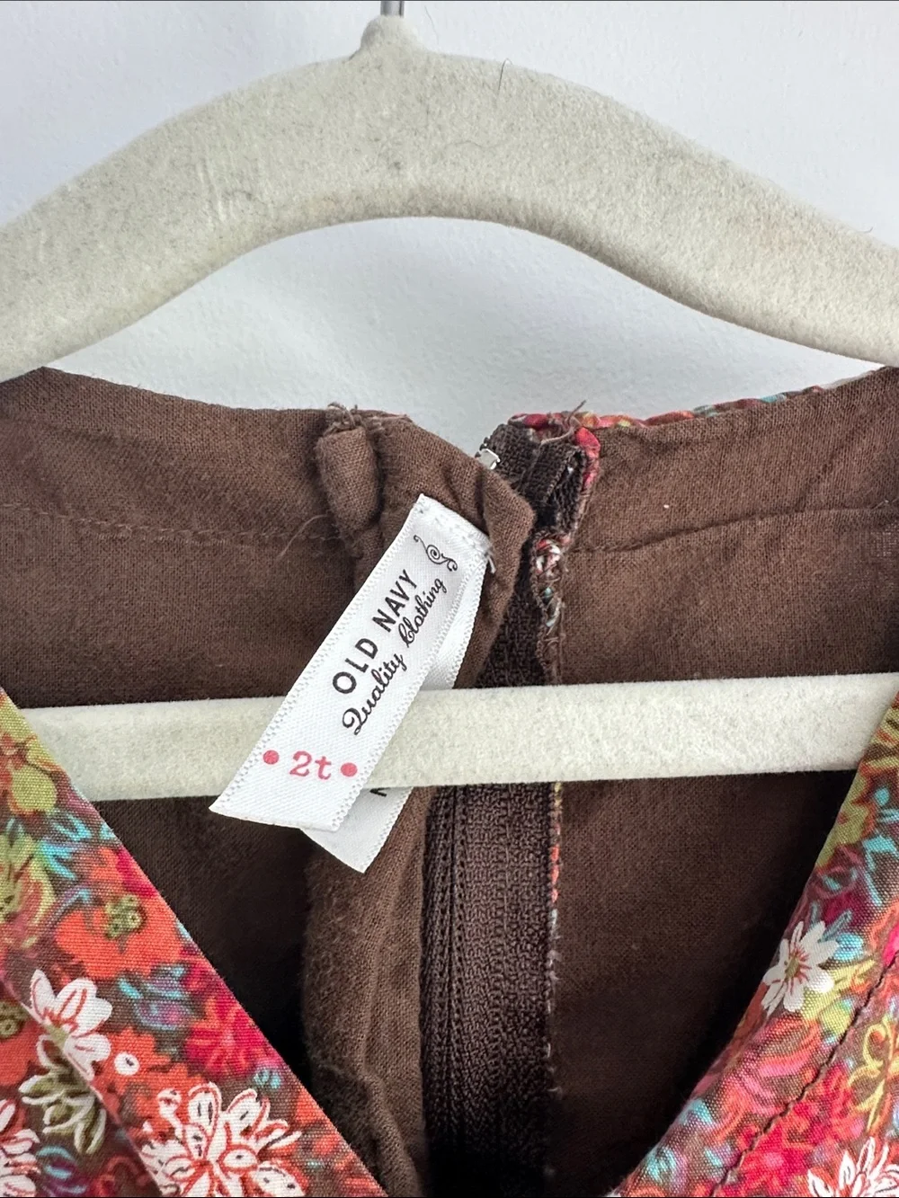 Old Navy Girls Floral Dress 2T Brown Cotton Fall Cottagecore Pocket Dress YK2 - Picture 2 of 8